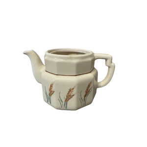 Vintage Porcelier Vitreous China Wheat Pattern Teapot No Lid Rustic Planter